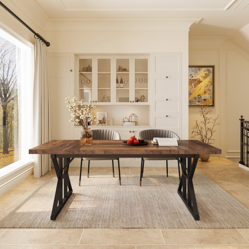 Dining Room Set, 7-Piece Two-Tone Slat-Back Chairs