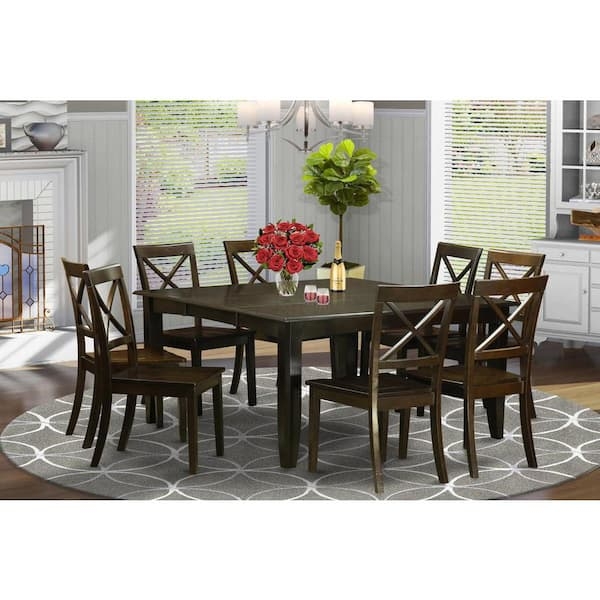 Dining Room Set Cappuccino Finish Lattice Back Chairs Tapered Legs