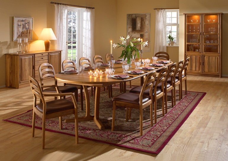 Dining Room Set Oval Table Curved Ladder Back 10 Seat
