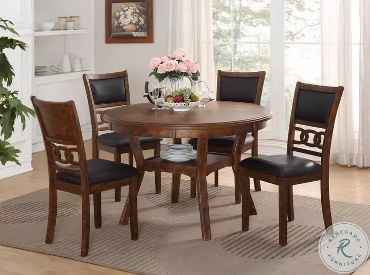 Dining Room Set X-Back Espresso Round Tabletop Round Pedestal Set