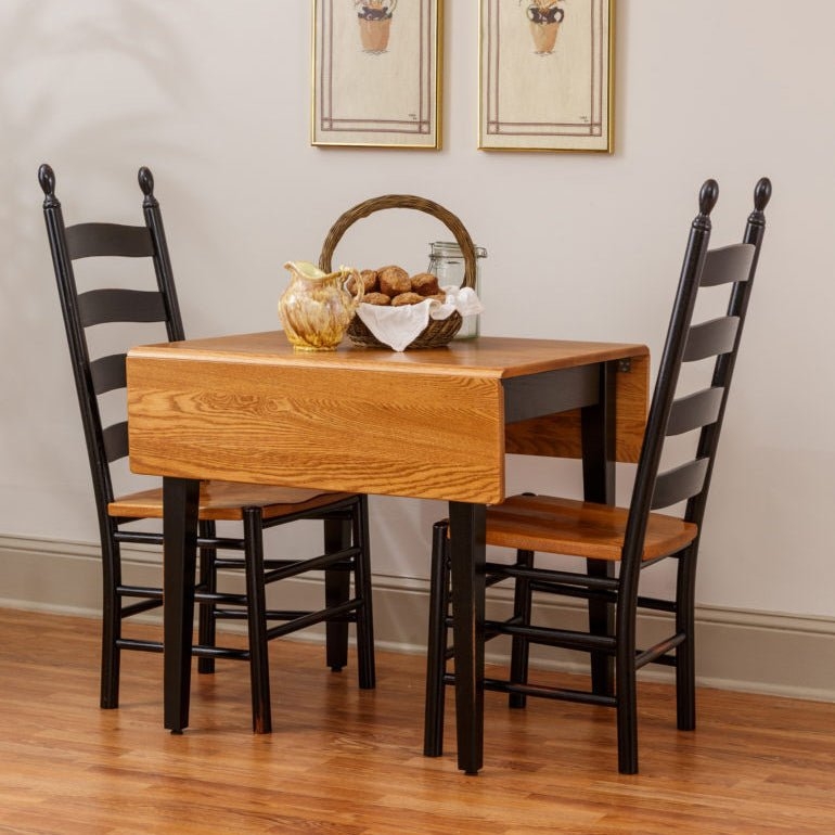 Dining Set Black Ladder Back Two Tone Farmhouse Small Space Table