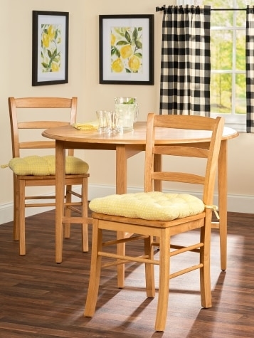 Dining Set Compact Kitchen Round Table Ladder Back Light Oak