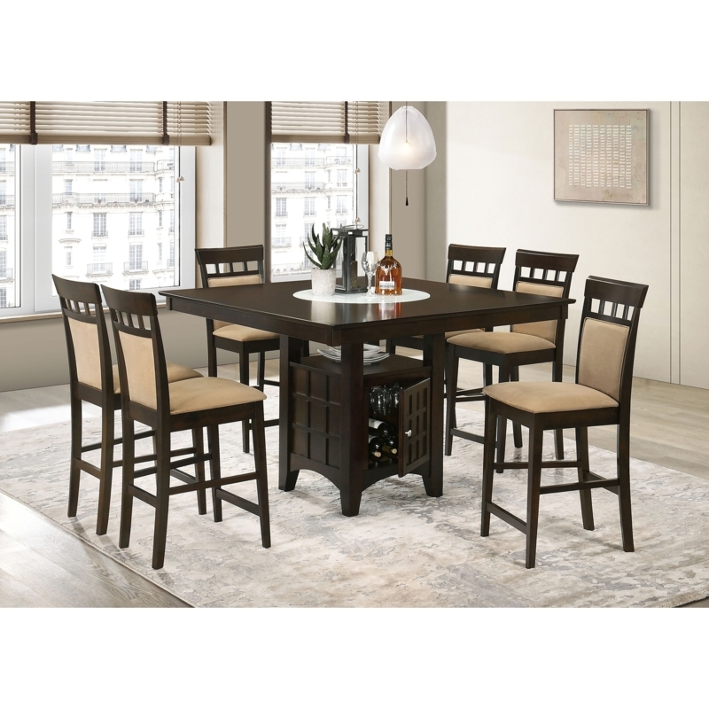 Dining Set Counter Height Espresso Storage Base Ladder Back Stools