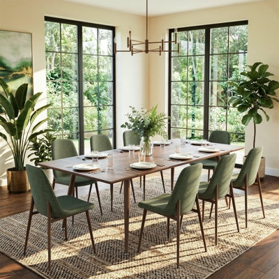 Dining Set Espresso Wood Finish 9-Piece Formal Extendable Table