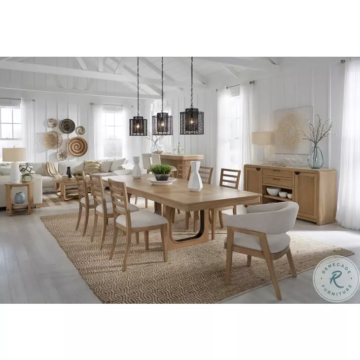 Dining Set Extendable Glazed Oak Trestle Base Two-Tone Slat Back