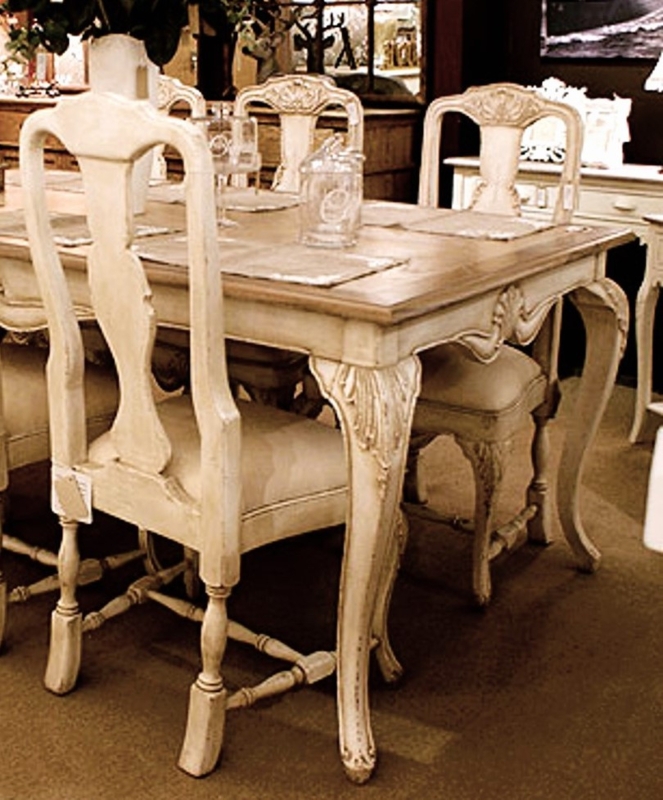Dining Set French Provincial Two Tone Splat Back Chairs Cabriole Legs