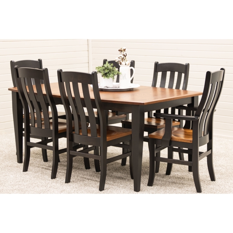 Dining Set in Two-Tone Finish featuring Classic Shaker Slat Back Chairs
