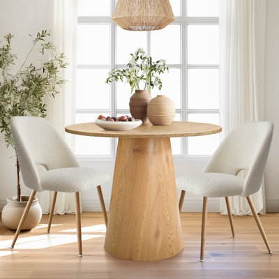 Dining Set Mid-Century Modern Round Pedestal Table 3-Piece Set