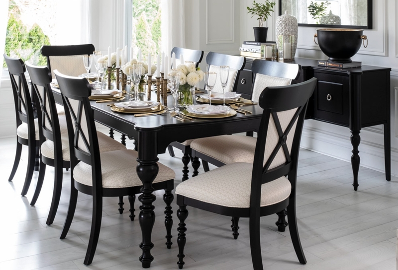 Dining Set Mission Style Slat Back End Leaf Extensions