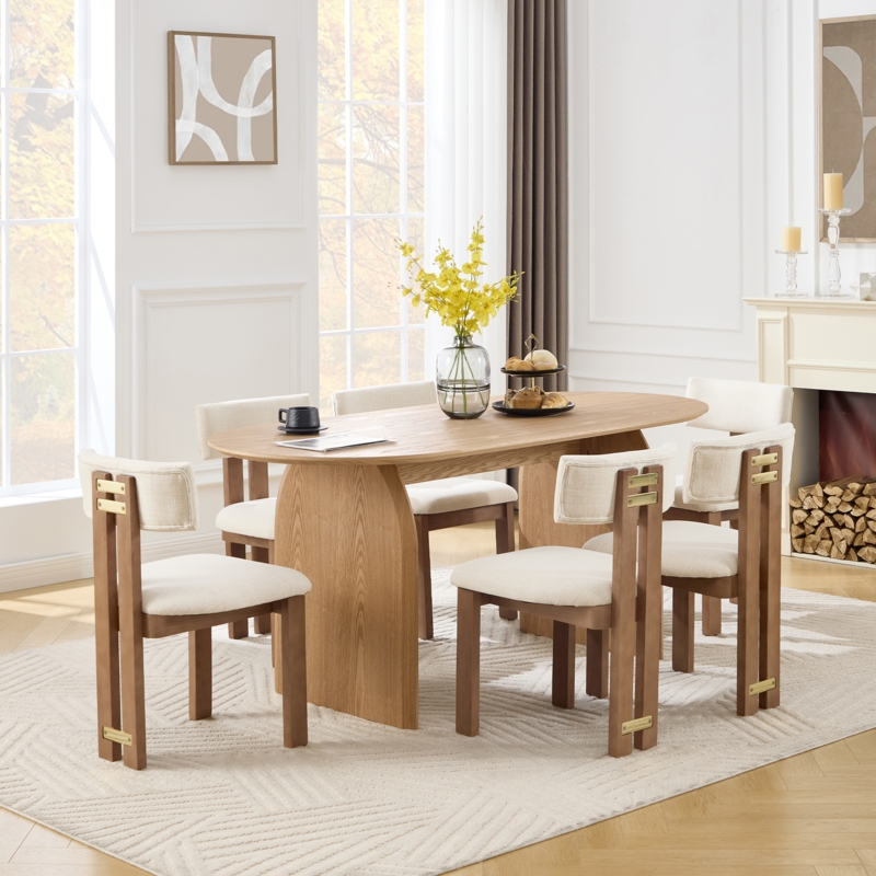 Dining Set, Oval Table with Ribbed Base, Spindle Back Chairs