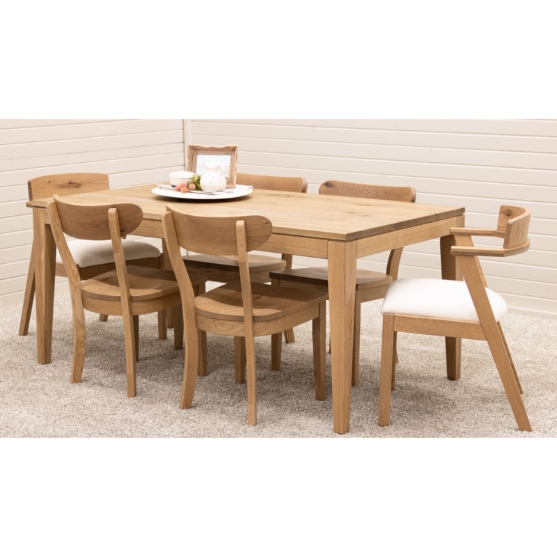 Dining Set Rectangular Light Oak Table Cream Chairs