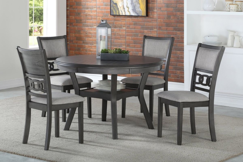 Dining Set Round Dining Table with Storage Wine Rack Base