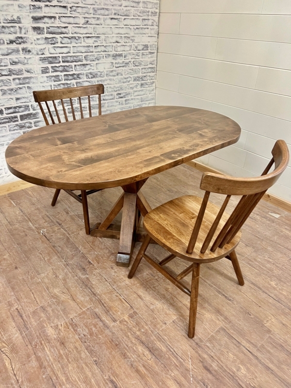 Dining Set, Rustic Wood Oval Table with Spindle Back Chairs