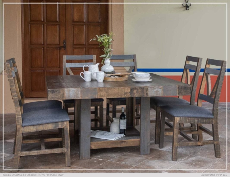 Dining Set Square 8-Person Table Walnut Brown Sturdy Wood Highback Chairs