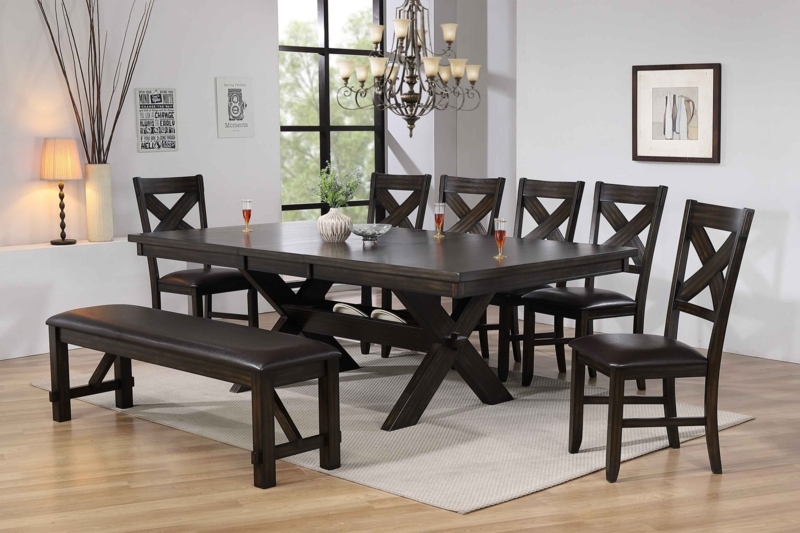 Dining Set: Transitional 8-Piece Espresso with Dining Bench