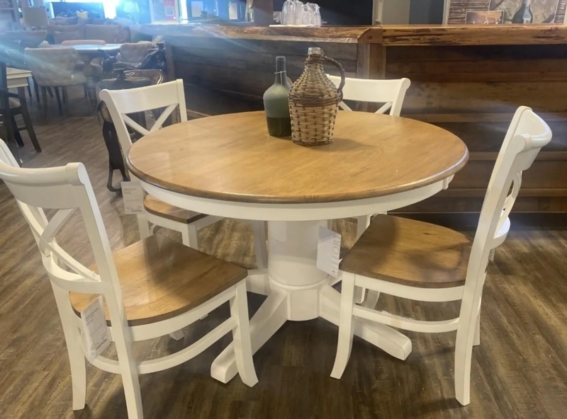Dining Set Two-Tone with X-Back Chairs for Farmhouse Kitchen