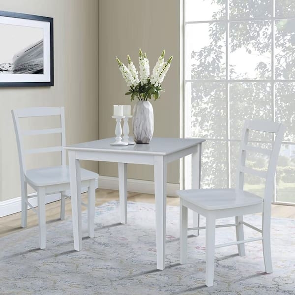 Dining Set White Square Table with Ladder Back Chairs