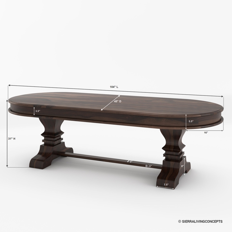 Dining Table, 104 Inch Tuscan Double Pedestal in Dark Espresso