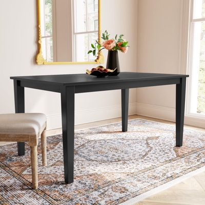 Dining Table 60 Inch Matte Black Tapered Legs Minimalist Style