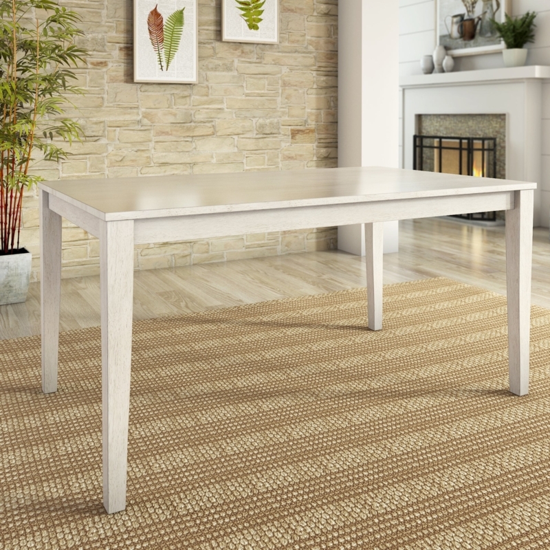 Dining Table Antique White Finish Tapered Legs Farmhouse Style 60 Inch