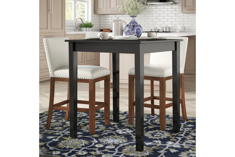 Dining Table Black Counter Height with Nailhead Trim Stools