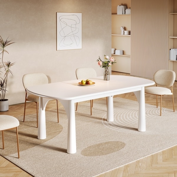 Dining Table Contemporary Oval Matte Finish Arched Pedestal Base