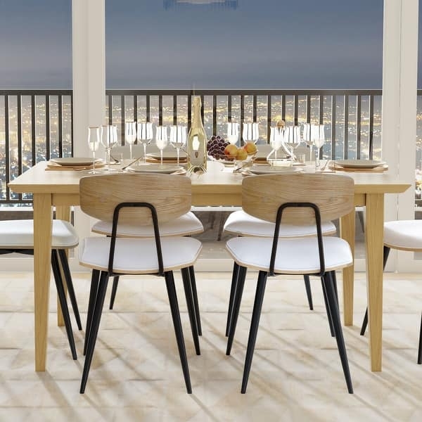 Dining Table Contemporary Wood Toned Finish Tapered Legs Rectangle