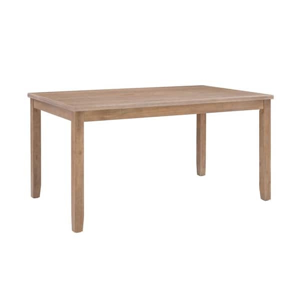 Dining Table Graywash Wood Finish Square Legs Minimalist Rectangular