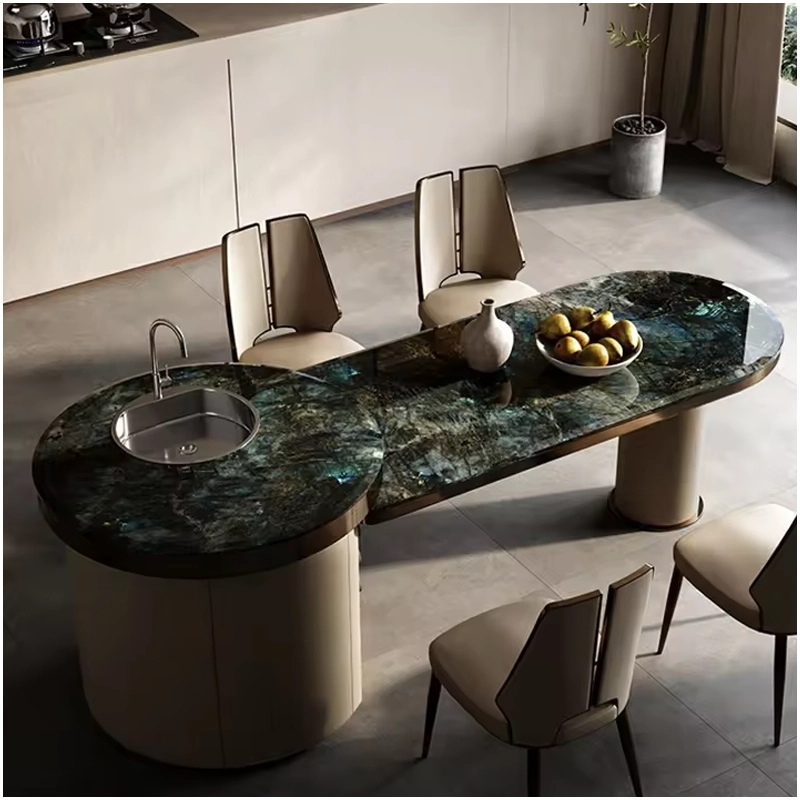 Dining Table Iridescent Granite Top Integrated Sink Luxury Island