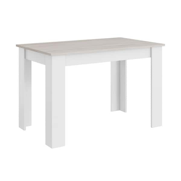 Dining Table Light Gray Compact Rectangular Tapered Wood Legs