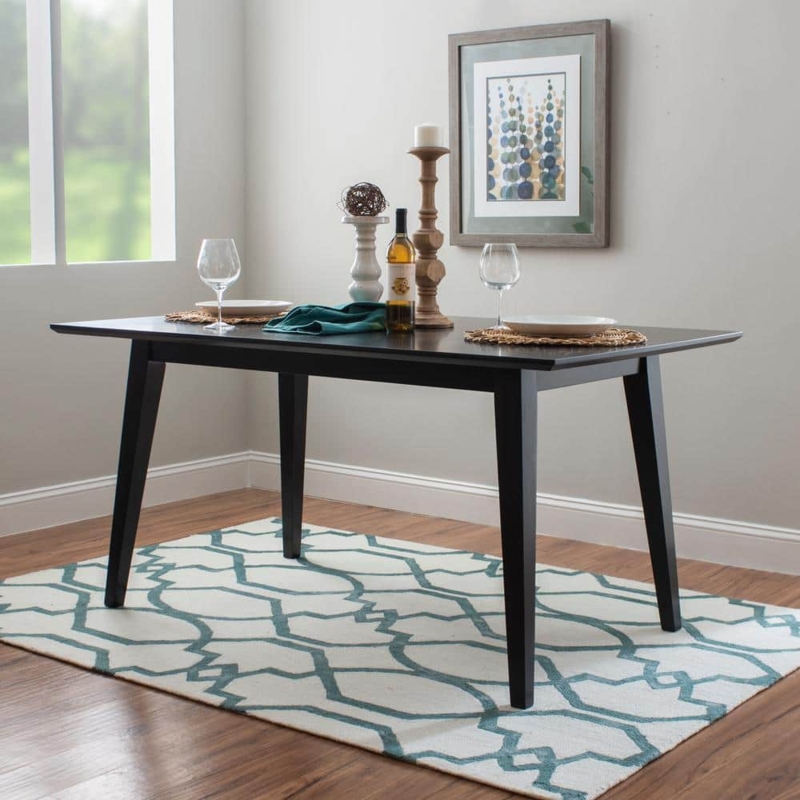 Dining Table Mid-Century Modern Black Wood Transitional Style