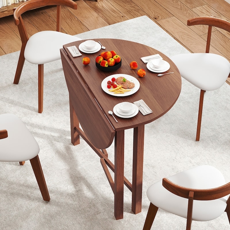 Dining Table Mid-Century Modern Semi-Circular Top Wood Grain