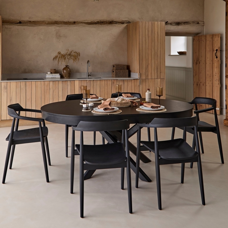 Dining Table Oval Extendable Top X-Base Tapered Legs Matte Finish Scandi