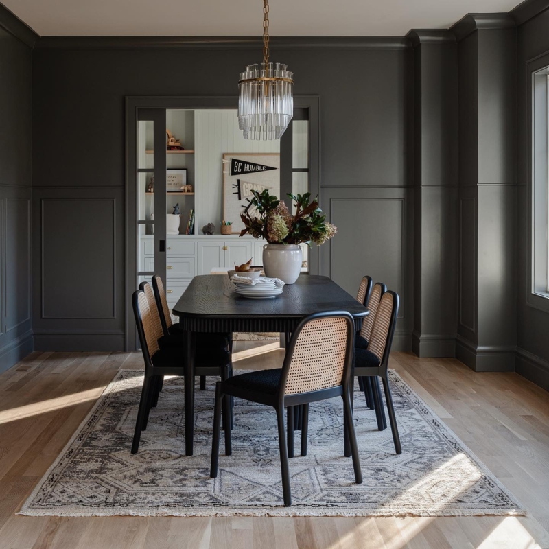 Dining Table Rectangular Ebonized Finish Modern Traditional Style