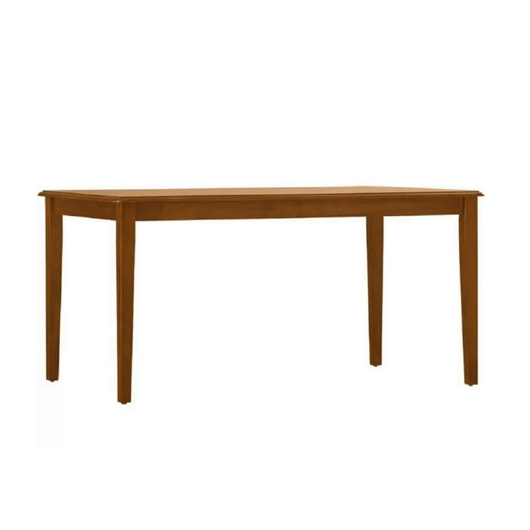 Dining Table Rectangular Walnut Brown Satin Finish Tapered Wood Legs
