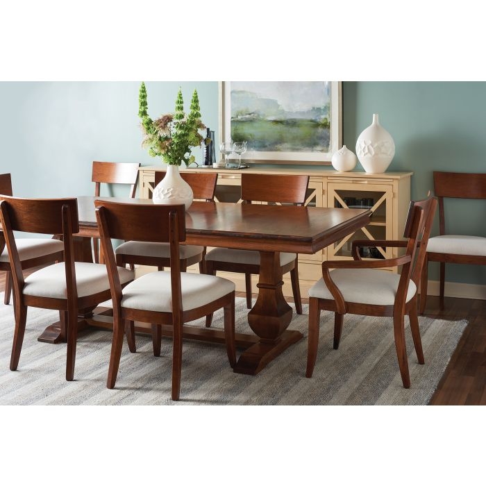 Dining Table Round Traditional Double Pedestal Warm Brown Wood Satin