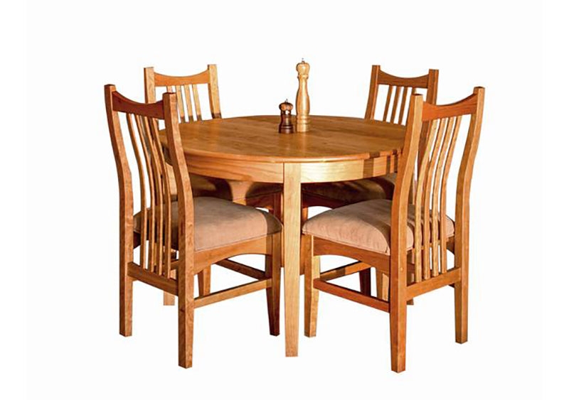 Dining Table Round Wood Toned Top Tapered Legs Mid-Century Modern