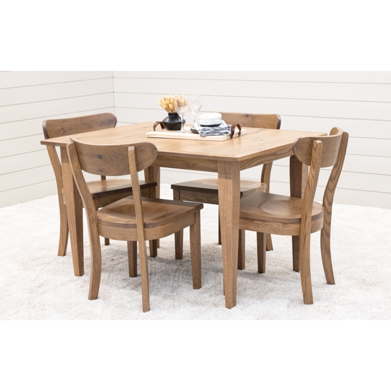 Dining Table Set Compact Square Top Curved Wraparound Backrest