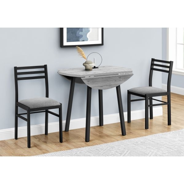 Dining Table Set Drop Leaf Black Metal Ladder Back Chairs