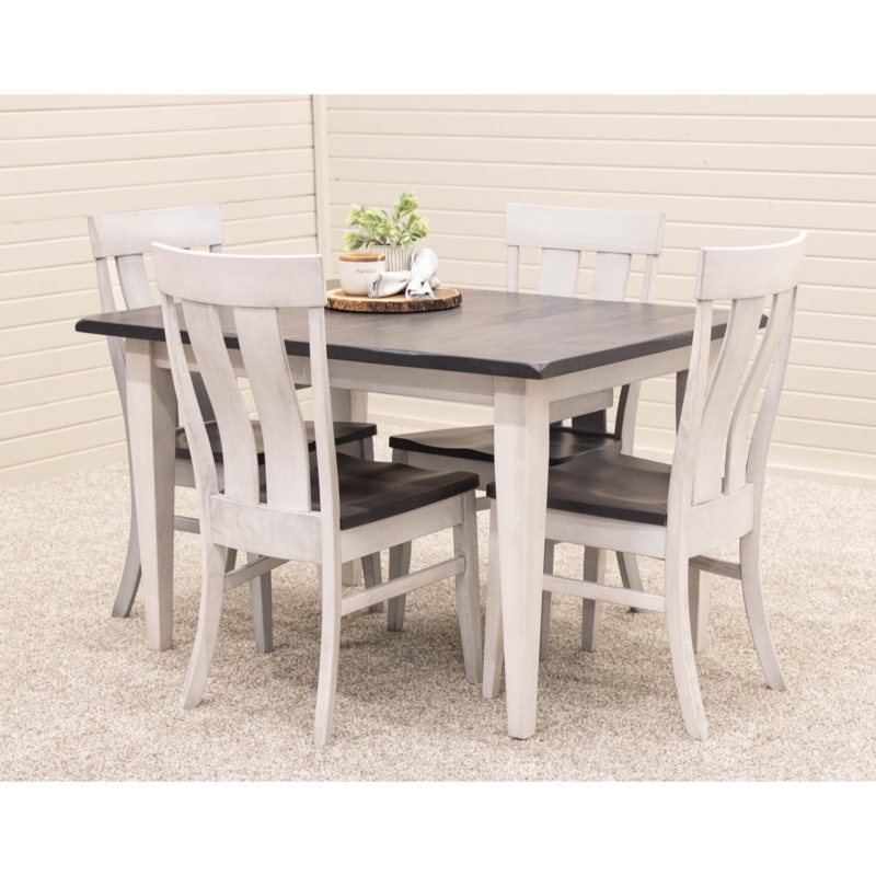 Dining Table Set Gray Wood Kitchen Table Two Tone Charcoal Slat Back