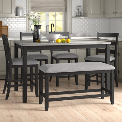 Dining Table Set Grey Top Counter Height with Mixed Seating