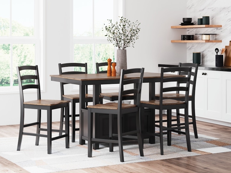 Dining Table Set Ladder Back Stools Storage Base 7 Piece