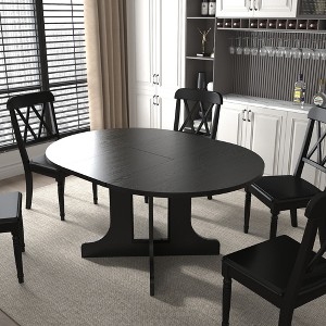 Dining Table Set, Matte Black Oval Trestle with X-Back Chairs