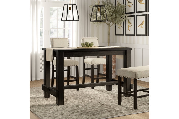 Dining Table Set Narrow Counter Height Nailhead Trim Bench