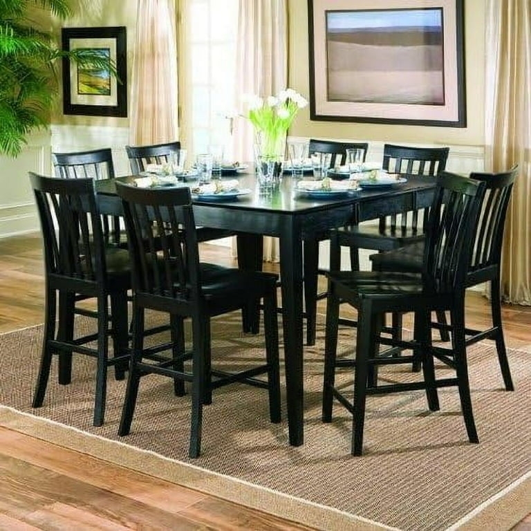 Dining Table Set Slat Back 9 Piece Counter Height