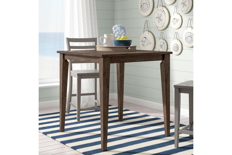 Dining Table Square Counter Height Dark Wood Tapered Legs