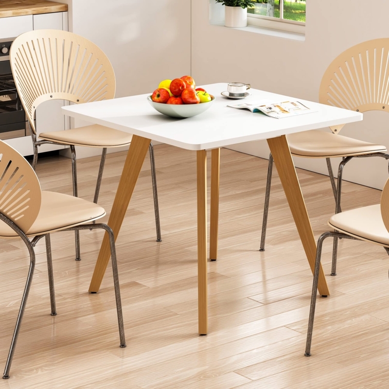 Dining Table Square White Top Sunburst Back Chairs Mid Century