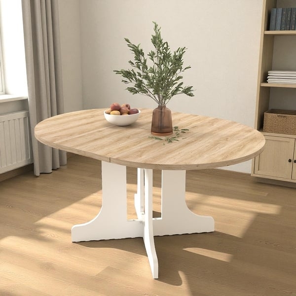 Dining Table, Two-Tone Laminated Oak Top with White X-Trestle