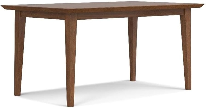 Dining Table Walnut Finish Tapered Legs Clean Lines Rectangular Top