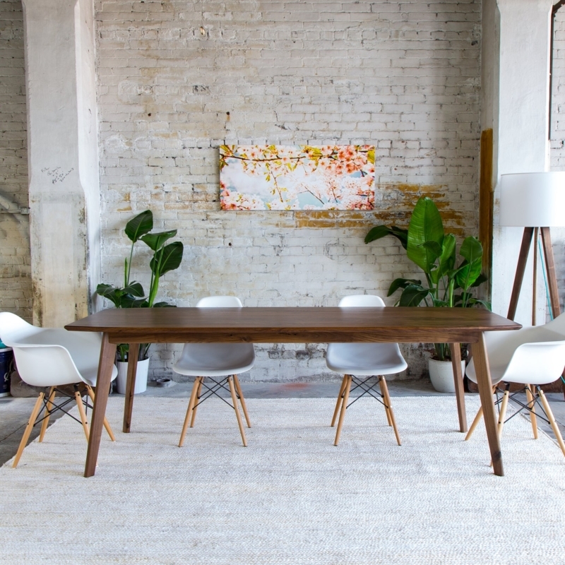 Dining Table Walnut Flared Legs Rounded Corners Mid-Century Modern